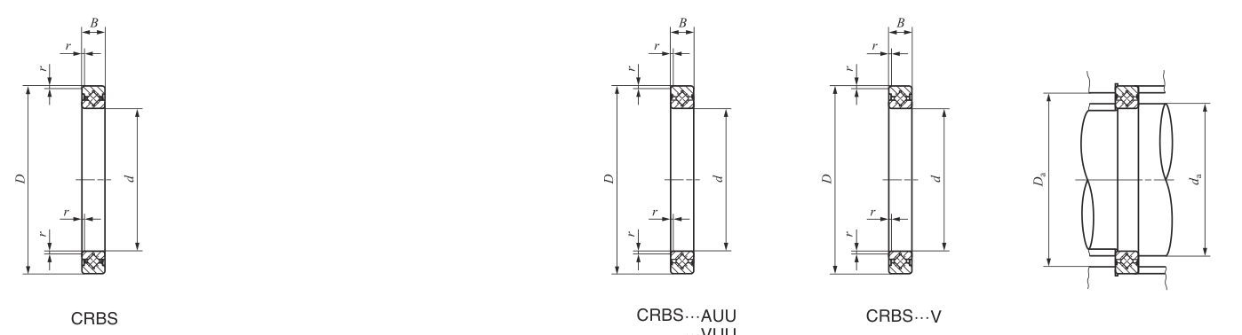 CRBS1008V クロスローラーベアリング 寸法図